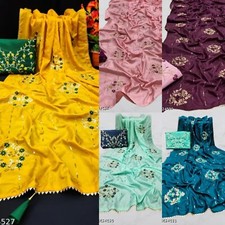 Women Fancy Sequence Saree with Separate Blouse Piece