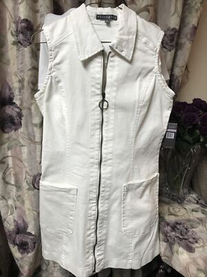 Off White Jean Dress Cotton Spandex  Size 6 By Sharagano Zipper Front