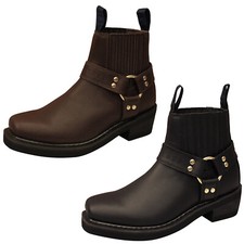 Johnny Reb Men's Motorcycle Motorbike leather harness Classic Short Boots