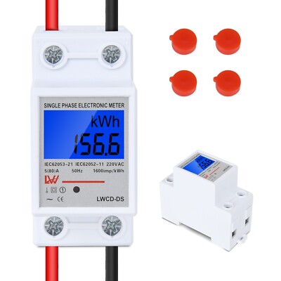 LCD Wechselstromzähler Stromzähler Geeicht Für DIN Hutschiene 80A 220V 50/60 Hz