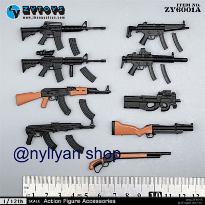 ZYTOYS ZY6001A 9Pcs 1/12 Gun Rifle Weapon Model Fit 6''Figure Body