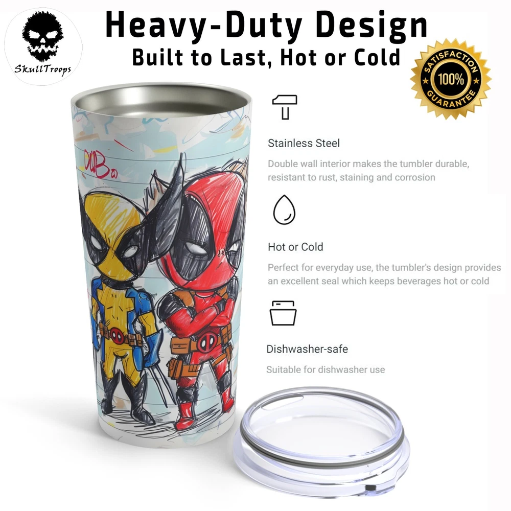 Tumbler 20oz Epic Buds Sketch. Vacuum Insulated Stainless Steel Glossy Finish