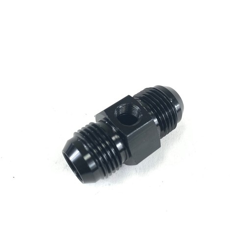 Aluminum Fitting 10AN Male to 10AN Male Straight with 1/8NPT Gauge port Black - Picture 8 of 8