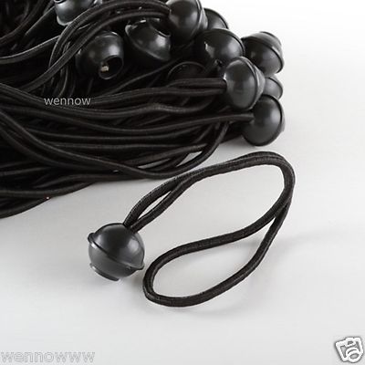 ( Black ) 100pc 6'' Ball Bungee Bungi Bungie Cord Tarp Tie Down Strap Canopy 