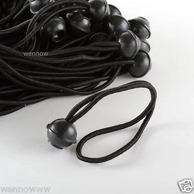 WENNOW ( Black ) 100pc 9" Ball Bungee Bungi Bungie Cord Tarp Tie Down Strap Canopy