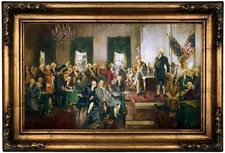 Christy Scene at the Signing of the Constitution Wood Framed Canvas Repro 12x20