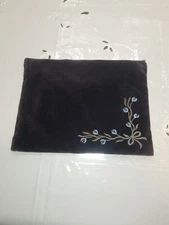 Vintage Antique Embroidered Purple Velvet Tallit Prayer Shawl Bag  13"x10"