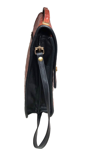Hermosa BOLSA MENSAJERA DE CUERO ROCHE COCODRILO EN RELIEVE grande 16"D, en muy buena condición - Imagen 5 de 19