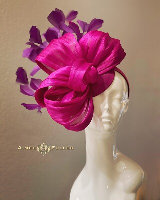 Kentucky Derby Fascinator Berry Pink Fuchsia Purple Hat Elegant Royal Ascot Hat