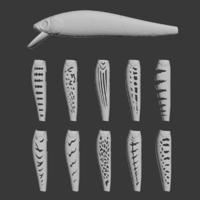 Pochoir 3D WLure Pour Leurre Jerkbait Blanc UPM903 – Gabarit Plastique Dur Pour Pêche