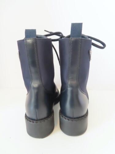 Botas de Combate PRADA Azul Marino Re-Nailon/Cuero Logo Triángulo EUR 38 $1,360 - Imagen 8 de 11