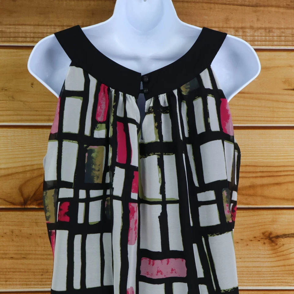 Moda Vestido Bug Sin Mangas Para Mujer 10 Multicolor Forrado Geométrico Verano Línea A Foto 4 de 4