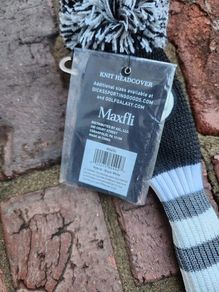 Capa de cabeça de malha Maxfli retrô X híbrida golfe Pom MX494 preto branco cinza - Imagem 3 de 4