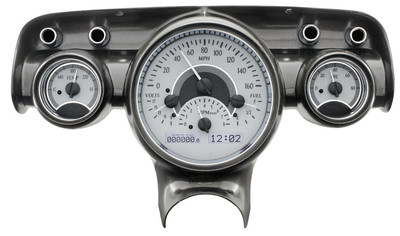 Dakota Digital 1957 Chevy Car Analog Gauge System Silver Alloy White VHX-57C-S-W