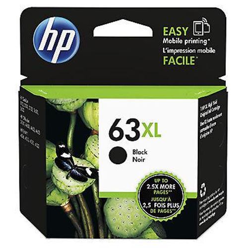 2 GENUINE HP 63XL BLACK HIGH YIELD INK CARTRIDGES DESKJET 2130 2131 envy 4520 - Picture 1 of 1