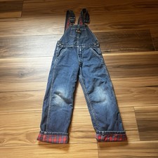 Vintage Oshkosh Little Boys Denim Fleece Lined Overalls Size 6 Made In The USA