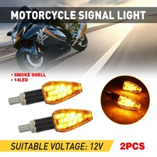 Motorcycle Motorbike 14 LED Turn Smoke Signal 2Pcs Amber Lamps Bulb Indicators