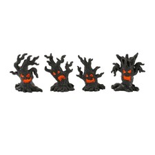 4Pcs Halloween Tree Stump Ghostly Ornaments Resins Miniatures Festival Decors