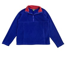 L.L.Bean Jacket Youth XL 18 Blue Fleece Snap Pullover Kangaroo Pocket Winter