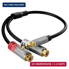 3.5mm to 2 RCA Audio Y-Splitter Cable 0.6 Feet, 1/8 Inch 3.5mm TRS Stereo Male