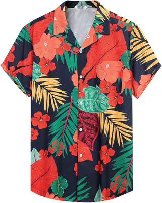 COOFANDY Men s Tropical Hawaiian Shirt 
