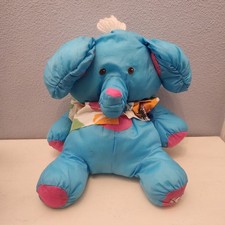 Fisher-Price Wild Puffalumps Elephant Plush Floppy Blue Pink Vintage 1987