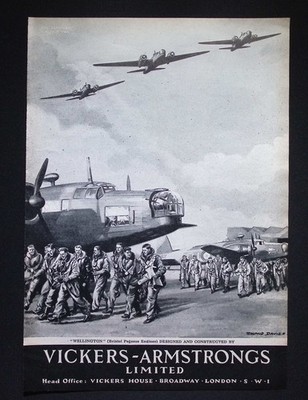 Original 1940 Reklame - Vickers-Armstrongs Ltd - ''Wellington Bomber''