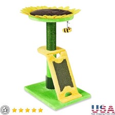 Cat Scratching Post Sunflower 2-Level Sisal Toy Interactive Play Healthy Claws
