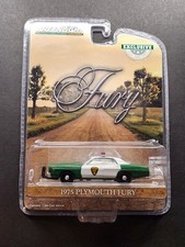 GreenLight Exclusive • 1975 Plymouth Fury County Sheriff Green/Wh • 1/64 • Bx58