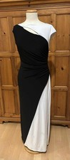 Lauren: Ralph Lauren Evening Black  White Asymmetric Gown, Size 8