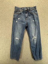 Old Navy Kids High Rise Slouchy Straight Distressed Jeans Denim Blue Size 12