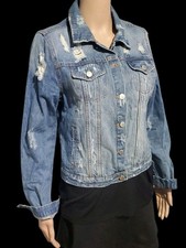 Ashley Vintage Charm Denim Jacket Women's M Distressed Faded 100 Cotton NWT
