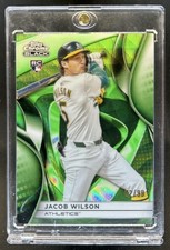 2025 Topps Chrome Black Jacob Wilson RC Green Wave Refractor #/99 Athletics