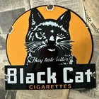 VINTAGE BLACK CAT CIGARETTES 12X11 INCHES PORCELAIN ENAMEL SIGN