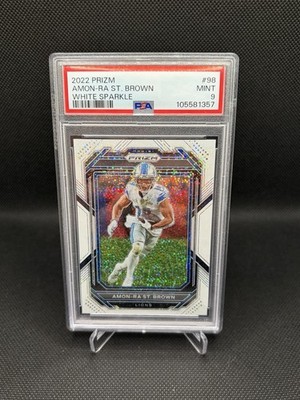 2022 Panini Prizm White Sparkle #98 Amon-Ra St. Brown PSA 9