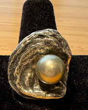 Vintage James Avery Oyster w/Tahitian Gray Pearl, Size 8.5