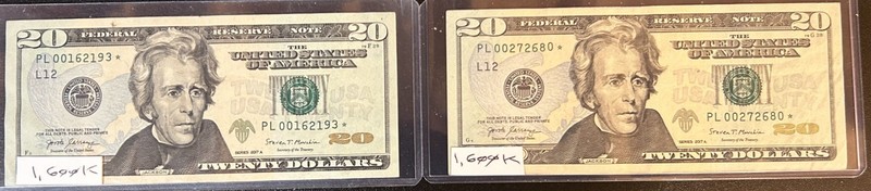 LOT OF (2) (1600K RUN) $20 *STAR* NOTES - SEE ATTACHED GRAPHIC