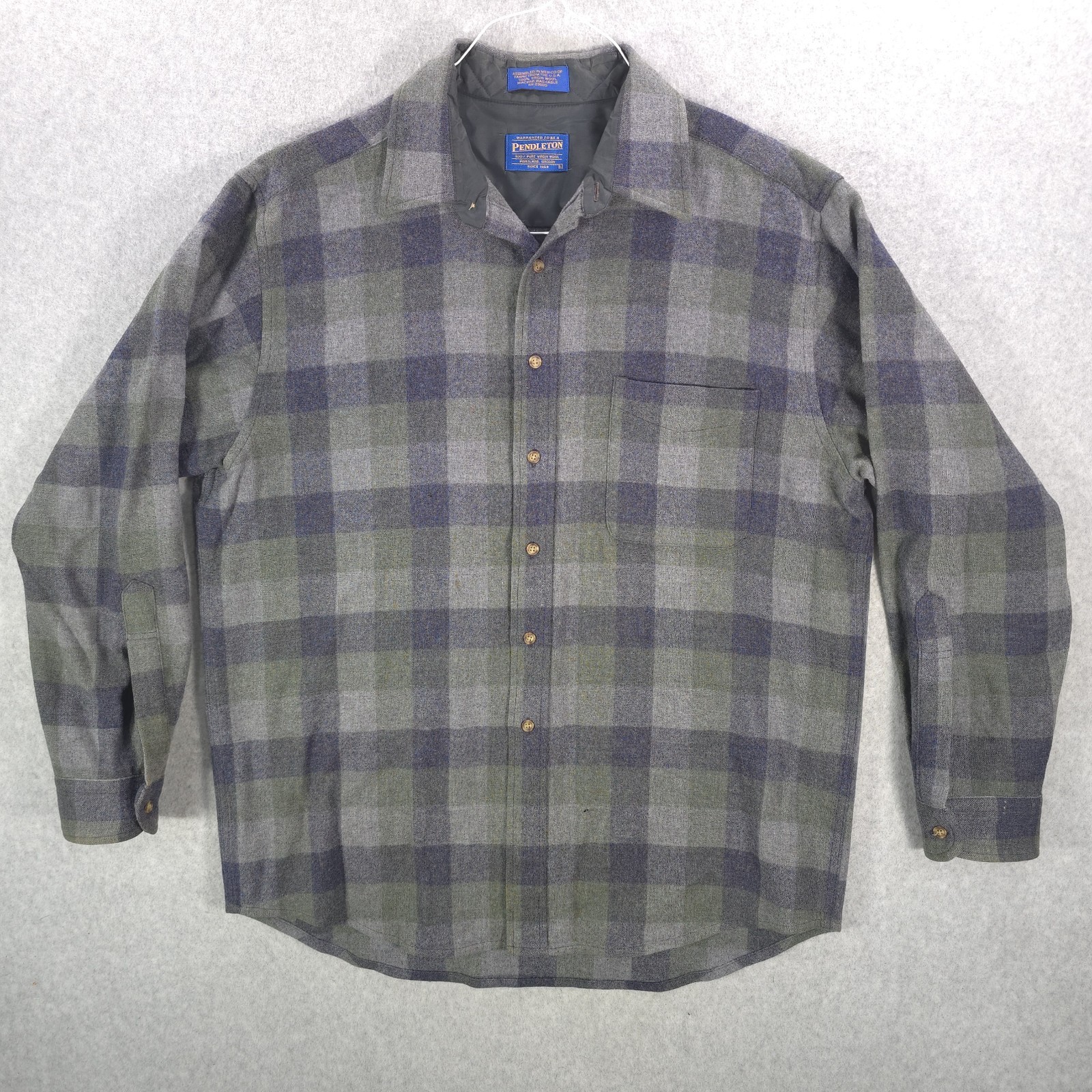Pendleton Virgin Wool Gray Flannel Plaid Outdoors… - image 2