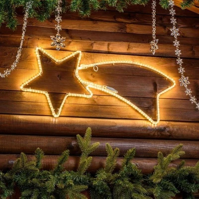 TRADE SHOP TRAESIO Stella Cometa Luminosa 65 Cm In Tubo Luminoso A Led Bianchi Luce Bianca Calda