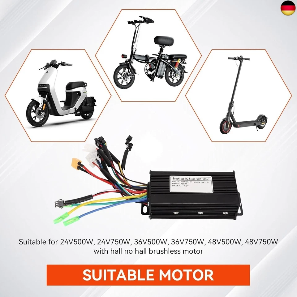 Bürstenloser Gleichstrommotor Controller, 62x38x124mm 24V 36V 48V 500W 750W 26A - Bild 2 von 4