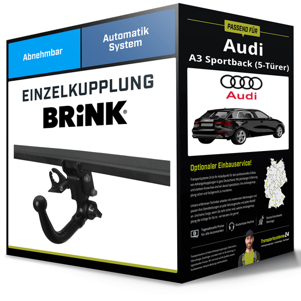 Abnehmbare AnhäNgerkupplung FüR Audi A3 Sportback (5-TüRer) 13- Typ 8V Brink AHK-image