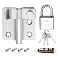 1Pcs Flip Latches, 2.4in Safety Door Lock Catch with Padlock[Right Open, Silver]