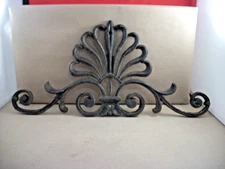 Vintage Heavy Cast Iron Pediment Over Door, Window, Topper etc.  21.75" x 10"
