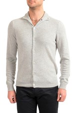 Malo Optimum Men's Light Gray 100 Cashmere Cardigan Pullover Sweater
