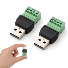 2 PCS Solderless USB 2.0 Type A Male To 4 Pin Screw Terminal Block Connector