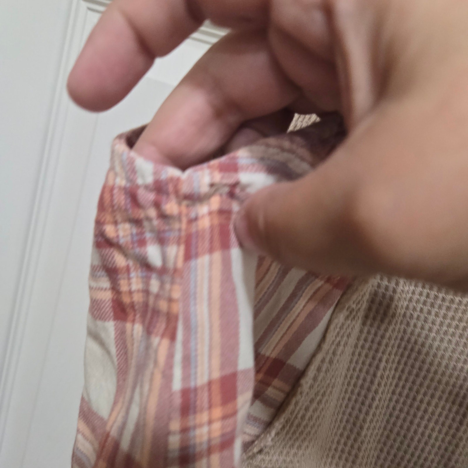 POL Womens Small Patchwork Plaid Button Front Tan… - image 6