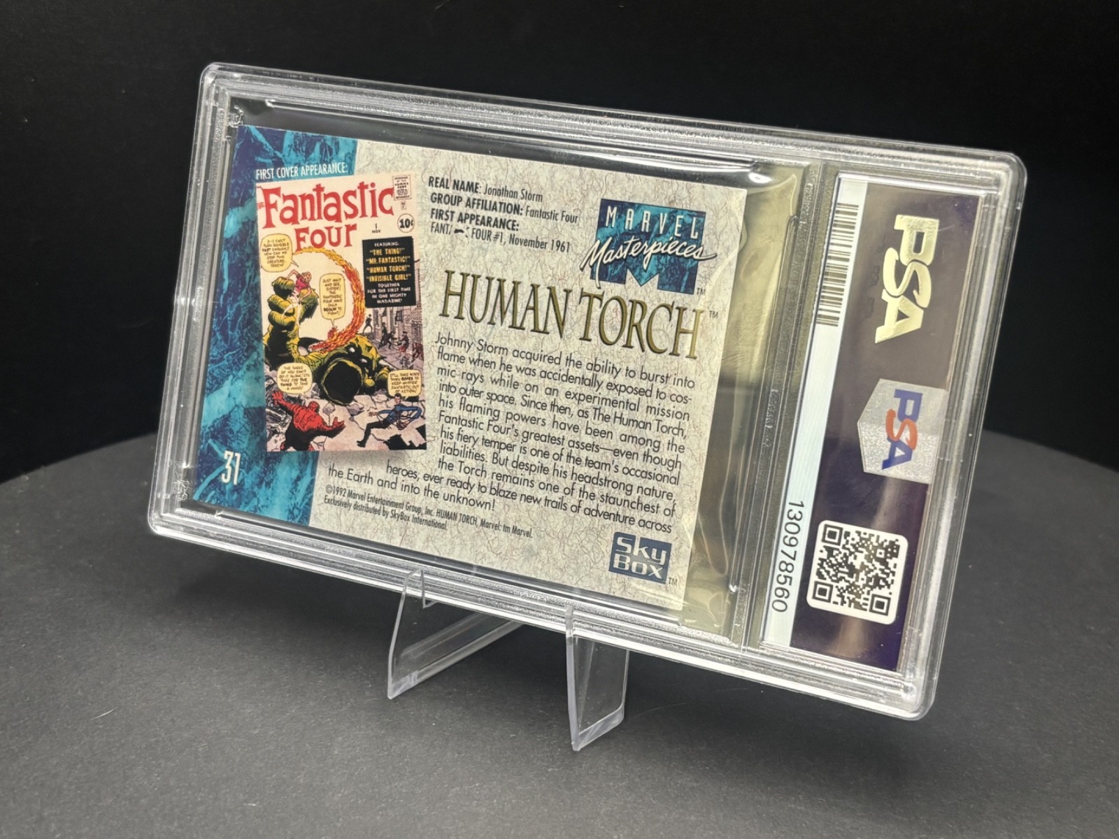 1992 MARVEL MASTERPIECES #31 HUMAN TORCH PSA 9 view 2