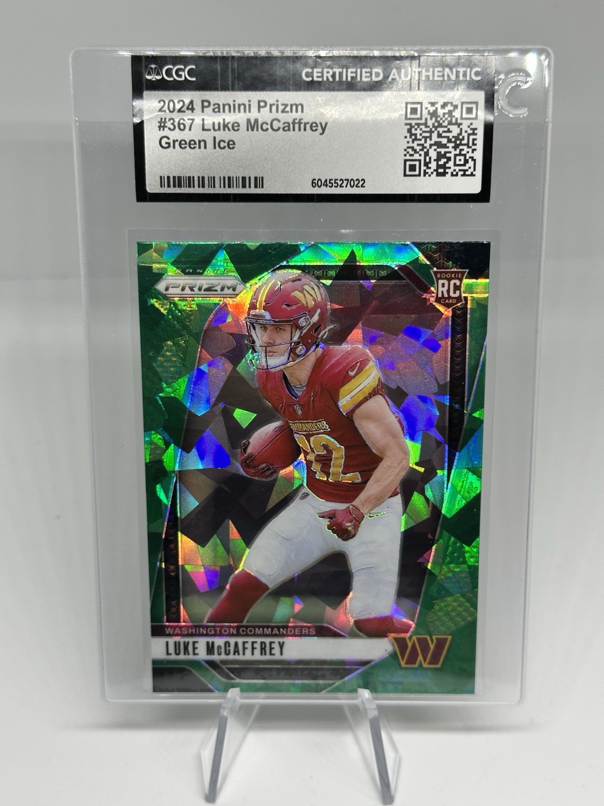 2024 Panini Prizm #367 Luke McCaffrey RC Green Ice Prizm