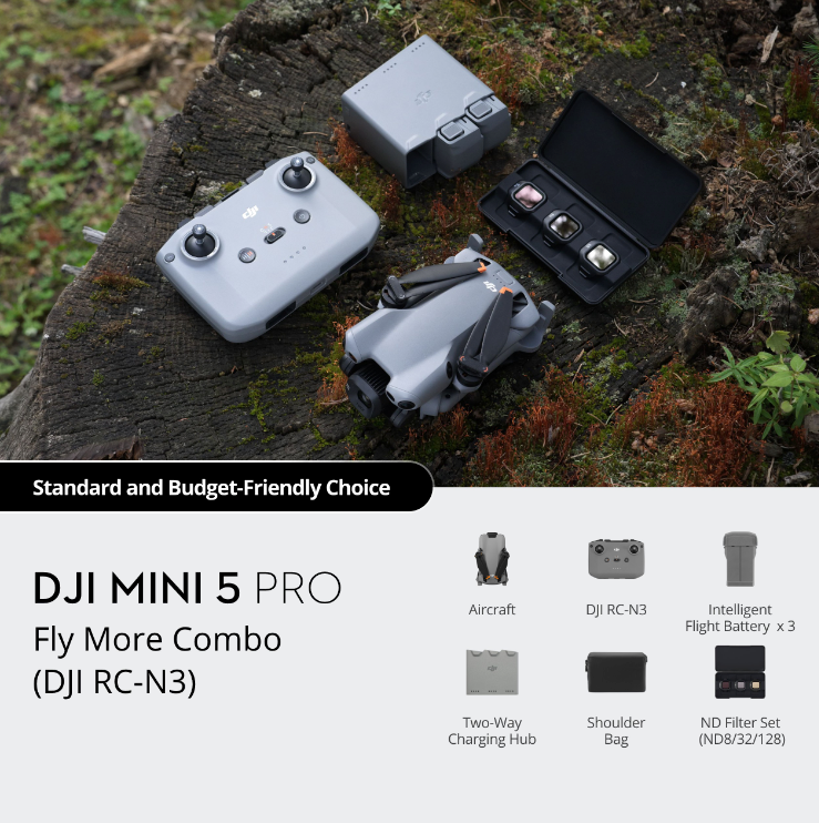 DJI Mini 5 Pro Fly More Combo RC N3 Three Batteries US Duties