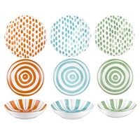 Domino Kaleido Geschirrset Teller-Set 18-Teilig Aus Porzellan Multicolor
